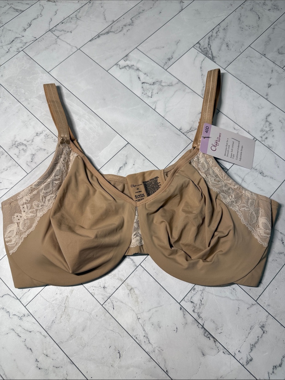 NWT Olga Cloud 9 Underwire Minimizer Bra Beige 40D